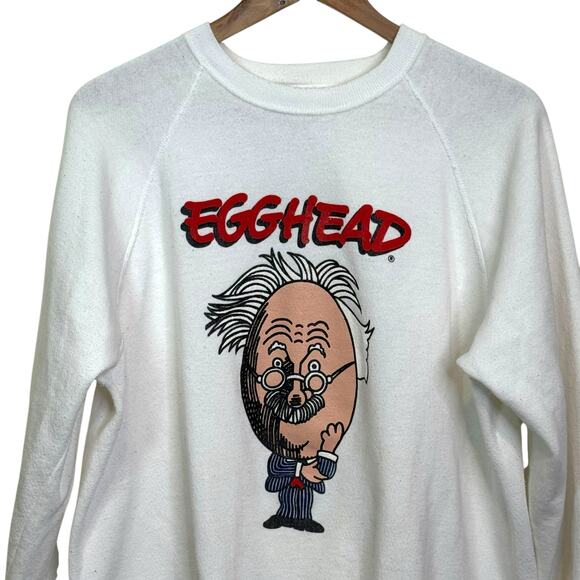 Vtg Egghead Software Made in USA Basset Walker White XL Pullover Sweatshirt - Picture 3 of 6